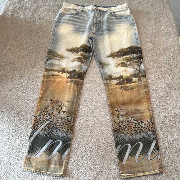 AMIRI Men Printed Safari Straight Jean size 36 inseam 35" - Picture 1 of 10